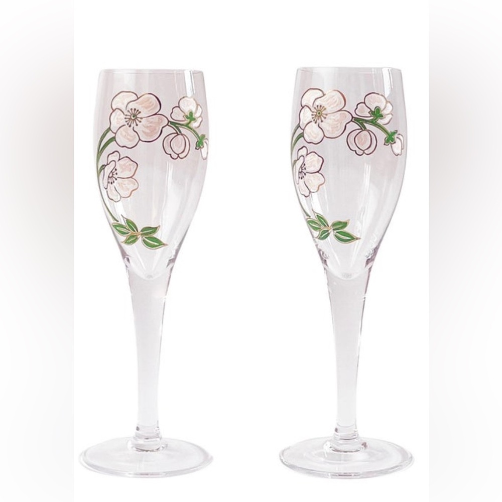 Vintage Perrier Jouet Belle Fleur Champagne Flutes / Set of 2